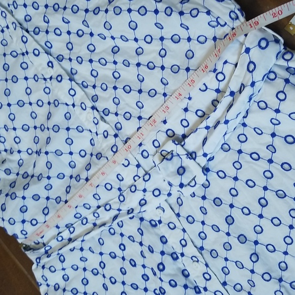 Alexis Dot Tulip Short Sleeve Blue White Embroidered Mini Dress - Picture 13 of 16